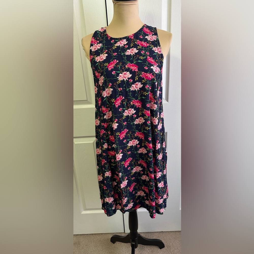 Old Navy Navy Dress with Pink Floral Design